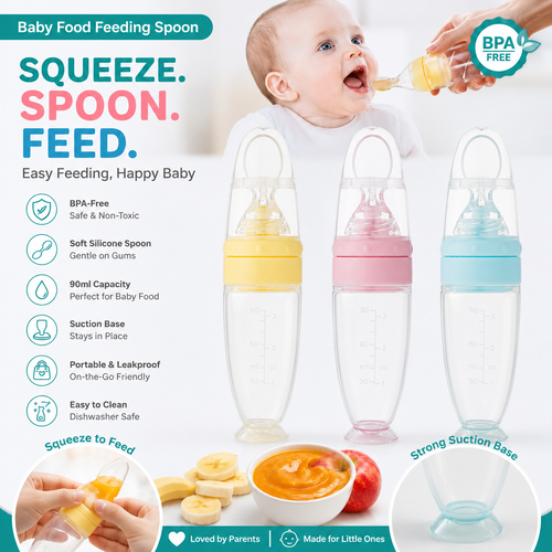 Food Grade Silicone Baby Spoon Feeder 90ml 3OZ