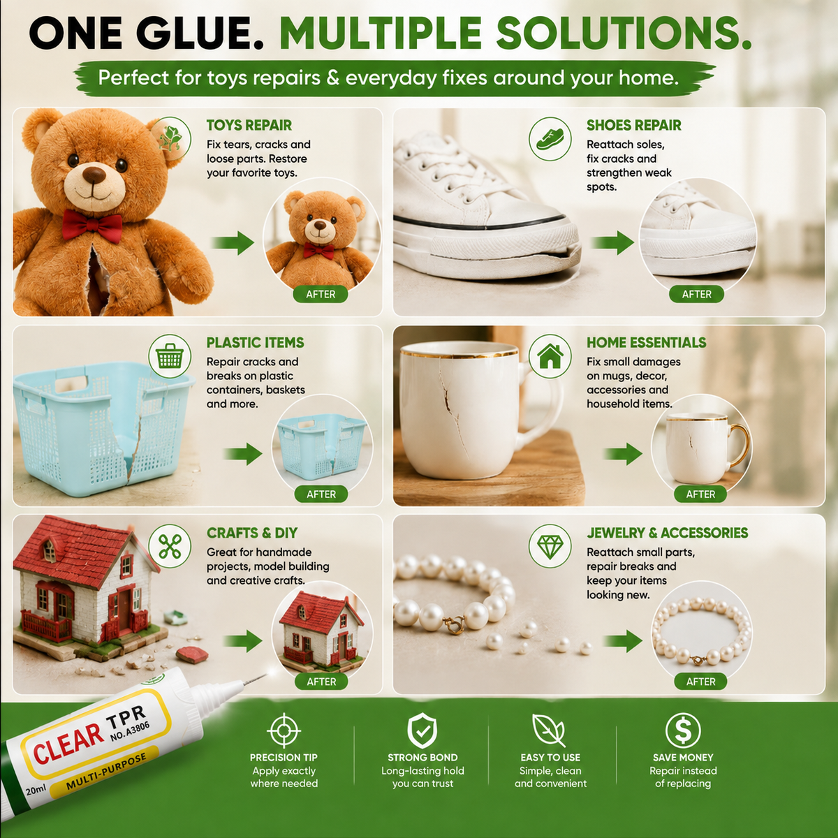 💪 Multi-Purpose Strong Repair Glue – Precision Waterproof Adhesive for Shoes, Toys & Crafts 🛠️