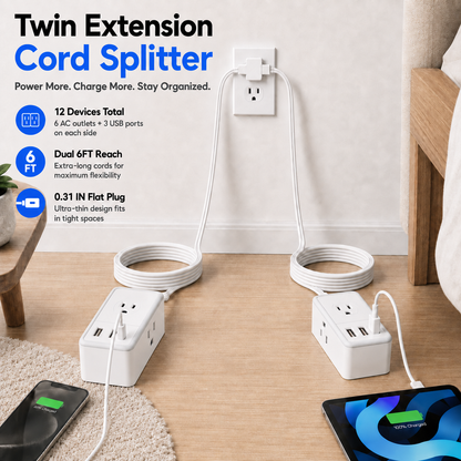 Twin Extension Cord Splitter