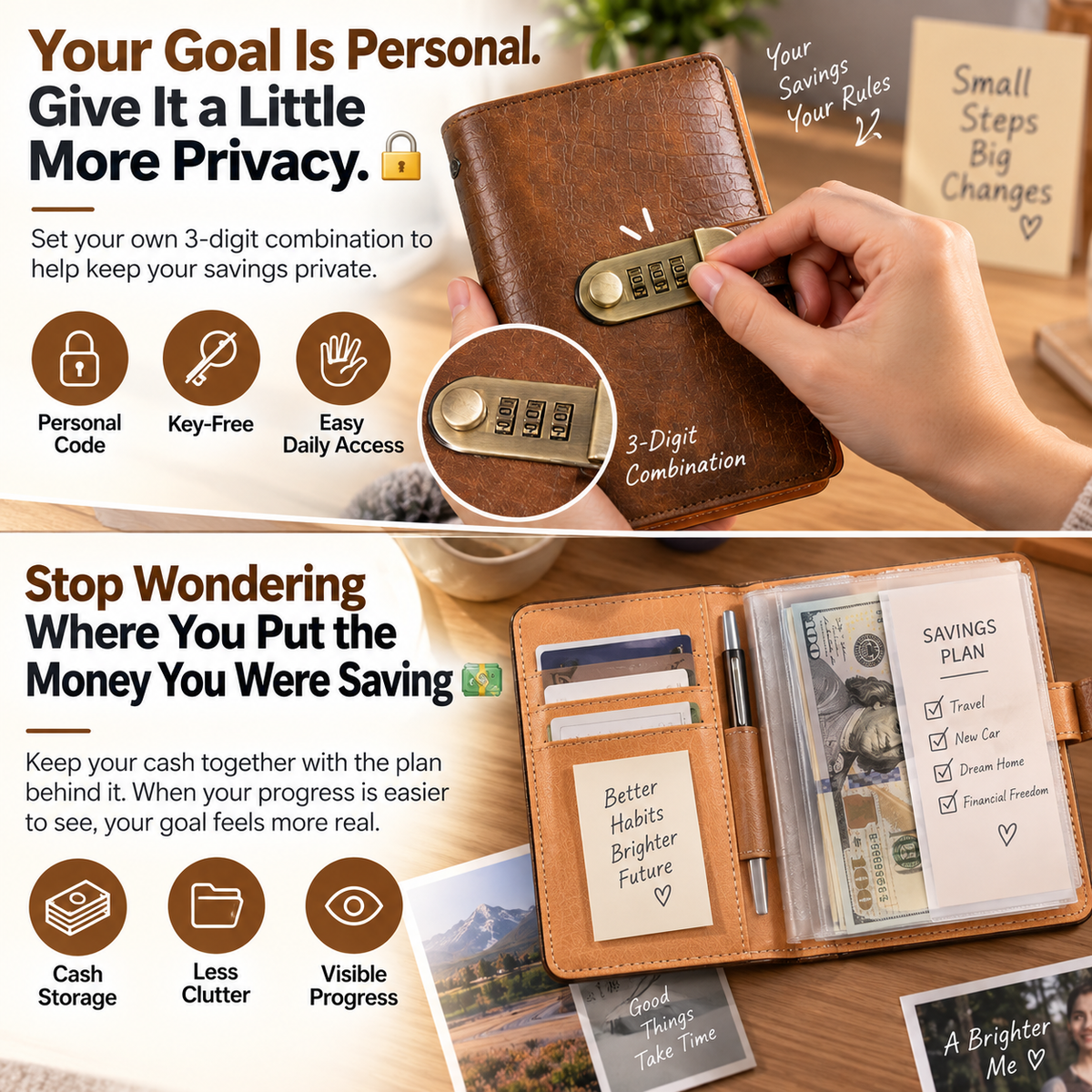 🔒 Secure Your Cash in Style! Lockable A6 Savings Notebook with 3-Digit Combination Lock 💸