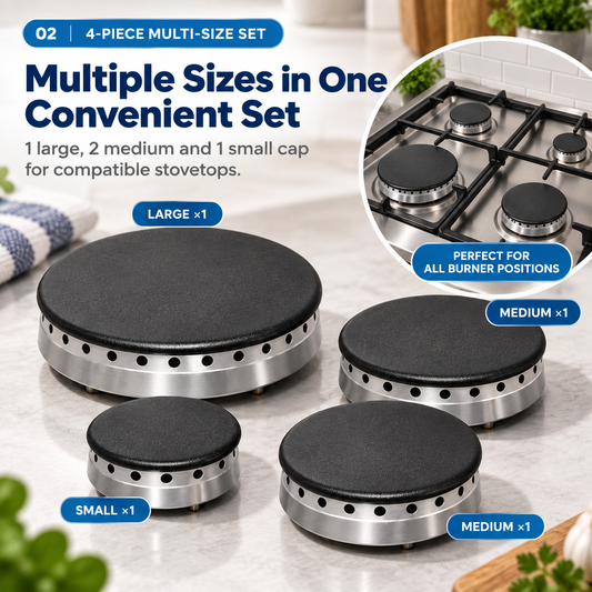 Premium Universal Gas Hob Burner Cap Replacement Set (4-Pack) – Heavy Duty Metal