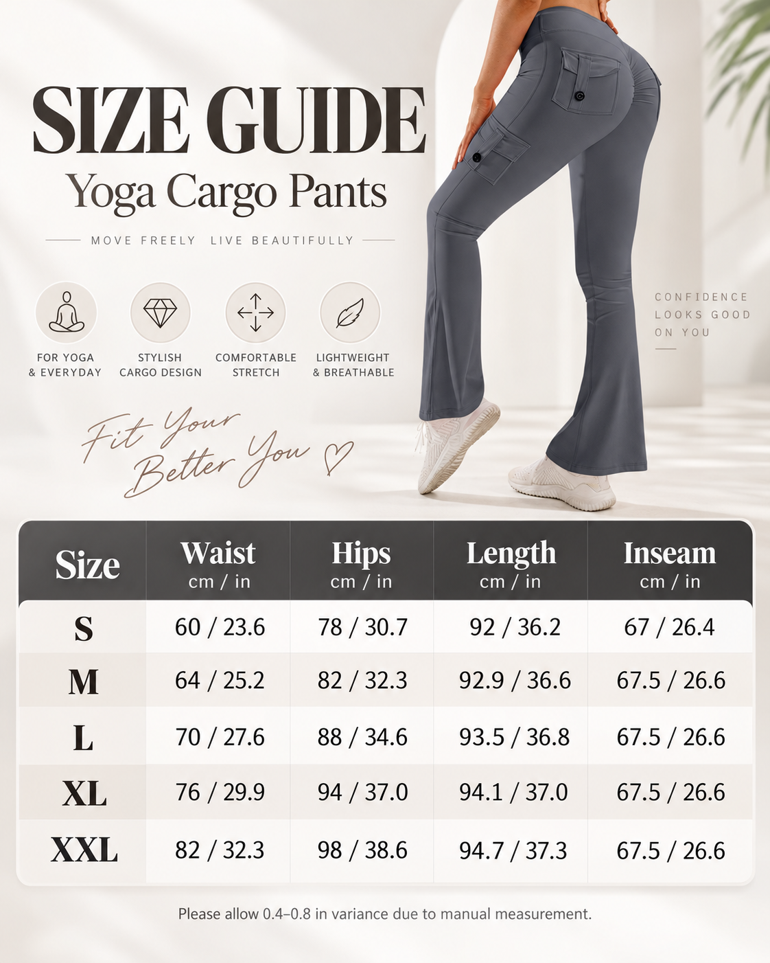 🧘‍♀️ High-Waisted Flare Cargo Yoga Pants – Tummy Control & Leg-Lengthening Fit