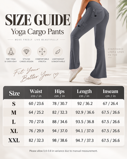 🧘‍♀️ High-Waisted Flare Cargo Yoga Pants – Tummy Control & Leg-Lengthening Fit