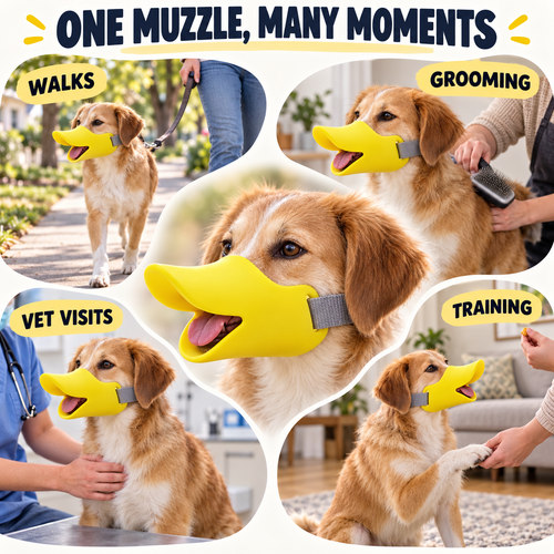 🐾 Flexible TPR Duck Bill Muzzle for Small & Medium Dogs – Safe & Gentle Fit🐶