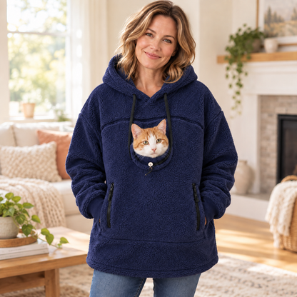 🛍️ Cozy Fleece Pet Carrier Hoodie – Keep Your Cat or Small Dog Warm, Calm & Close 🐾