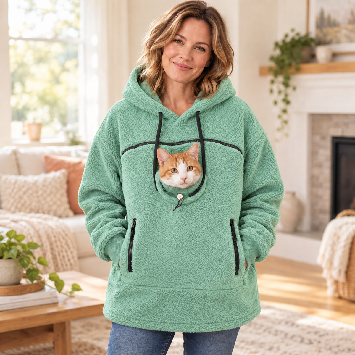 🛍️ Cozy Fleece Pet Carrier Hoodie – Keep Your Cat or Small Dog Warm, Calm & Close 🐾