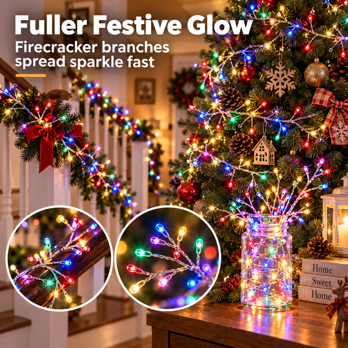 🎄 Wrap It. Shape It. Light Up Christmas — Copper Wire Firecracker String Lights ✨