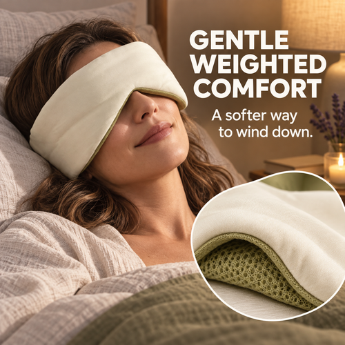 😴 360° Weighted Blackout Sleep Mask – No Tight Strap Just Soft Wraparound Comfort