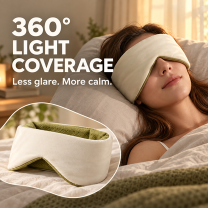 😴 360° Weighted Blackout Sleep Mask – No Tight Strap Just Soft Wraparound Comfort