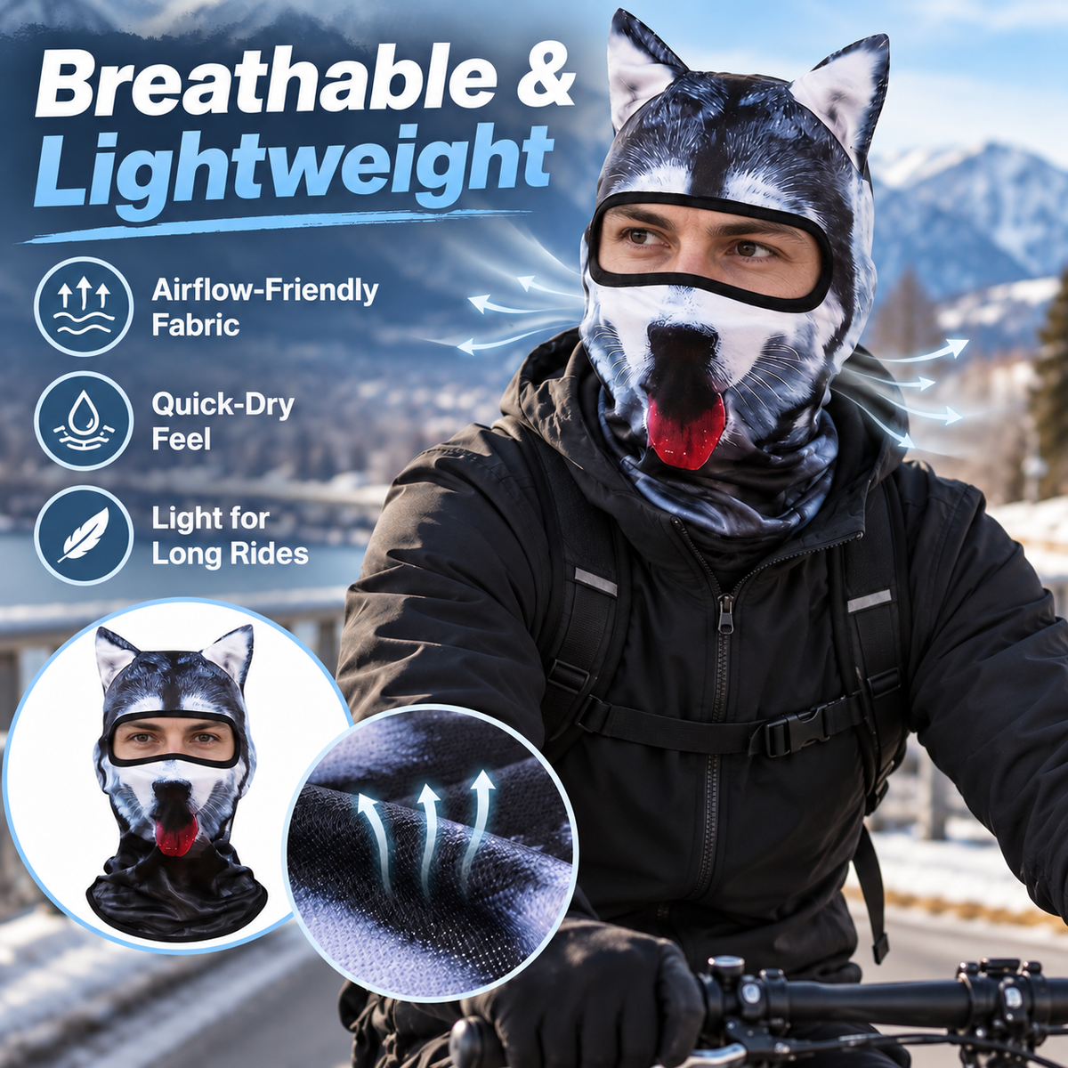🐾 Ride Wild Stay Cool — Lightweight Breathable Animal Cycling Balaclava 🚴💨