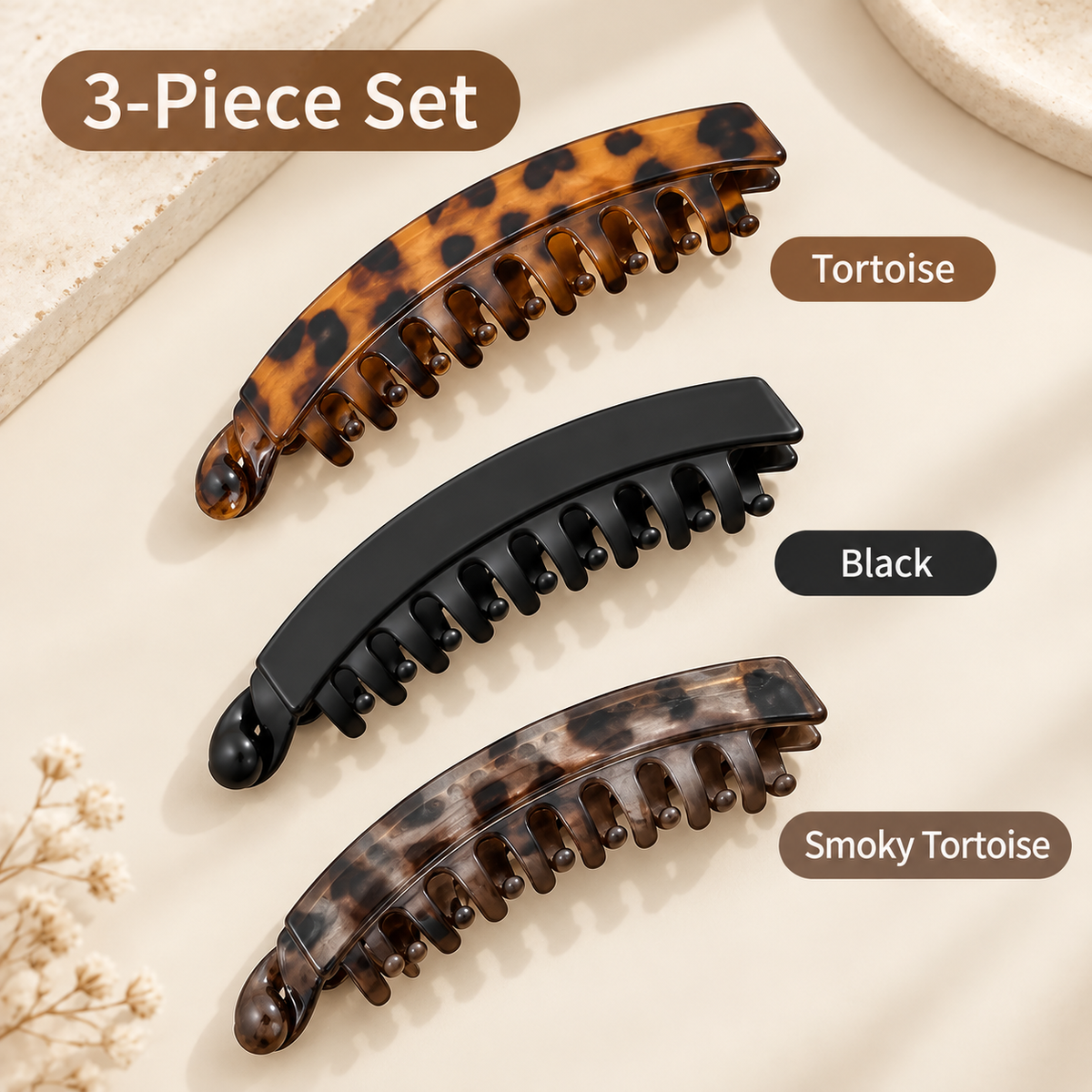 💇‍♀️ Get Fuller, Bouncier Hair Instantly! ✨ 3-Piece Effortless Banana Clip Collection 💕