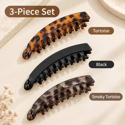 💇‍♀️ Get Fuller, Bouncier Hair Instantly! ✨ 3-Piece Effortless Banana Clip Collection 💕