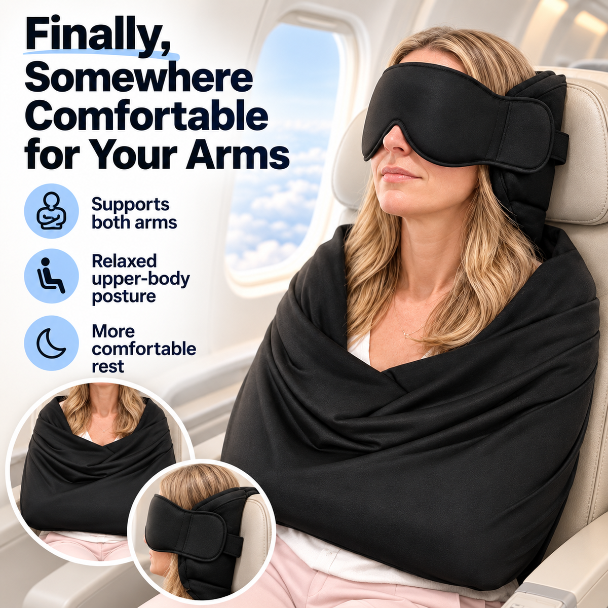 ✈️ 3-in-1 Full Support Travel Kit – Rest Better on Every Flight 😴💤