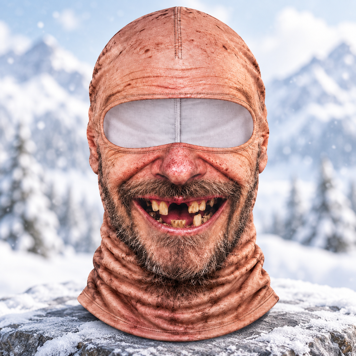 🤣 Funny Realistic Face Ski Mask – Full Coverage Balaclava for Skiing, Snowboarding & Winter Fun