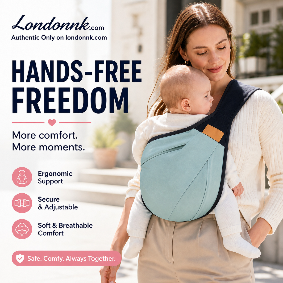 👶 4-in-1 Breathable Baby Carrier – 0-36 Months, Front/Back/Facing In/Out – Hands-Free
