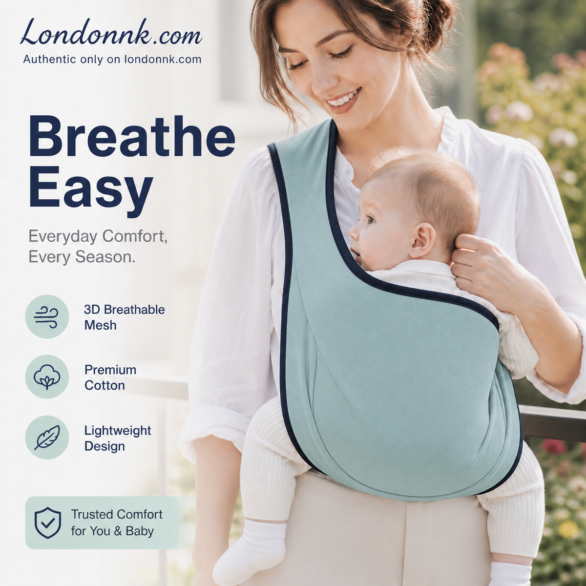 👶 4-in-1 Breathable Baby Carrier – 0-36 Months, Front/Back/Facing In/Out – Hands-Free