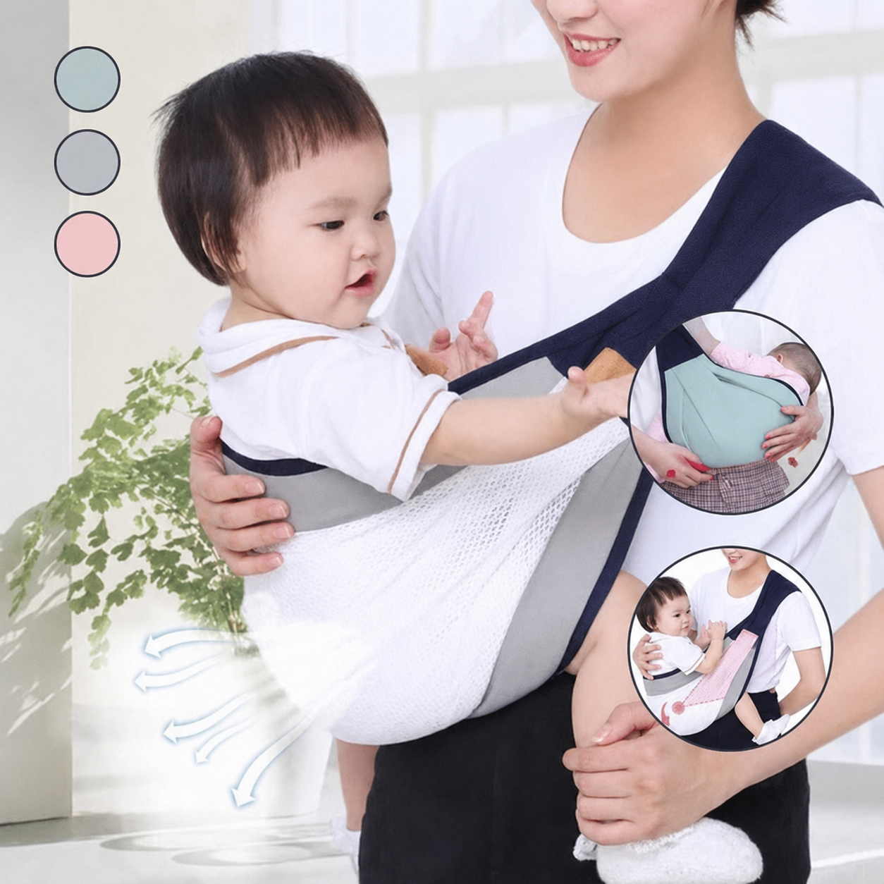 👶 4-in-1 Breathable Baby Carrier – 0-36 Months, Front/Back/Facing In/Out – Hands-Free
