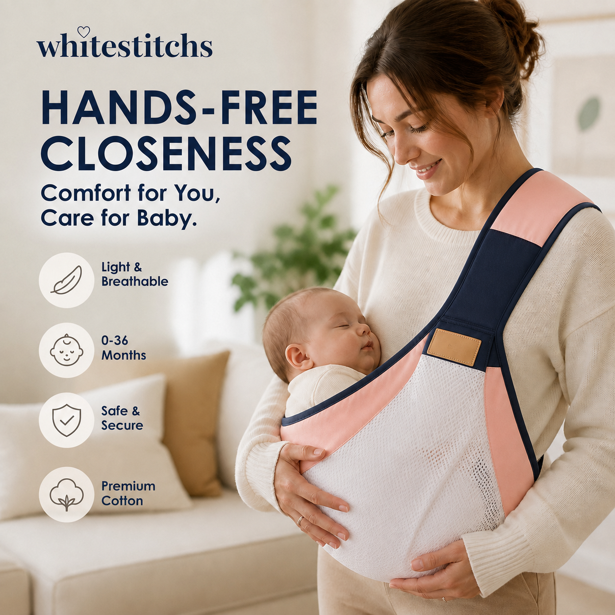 👶 4-in-1 Breathable Baby Carrier – 0-36 Months, Front/Back/Facing In/Out – Hands-Free