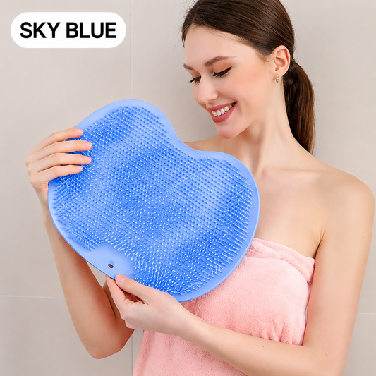 🚿 Say Goodbye to Back Pain & Scrubbing! 4-Pack Hands-Free Silicone Shower Mats 🦶