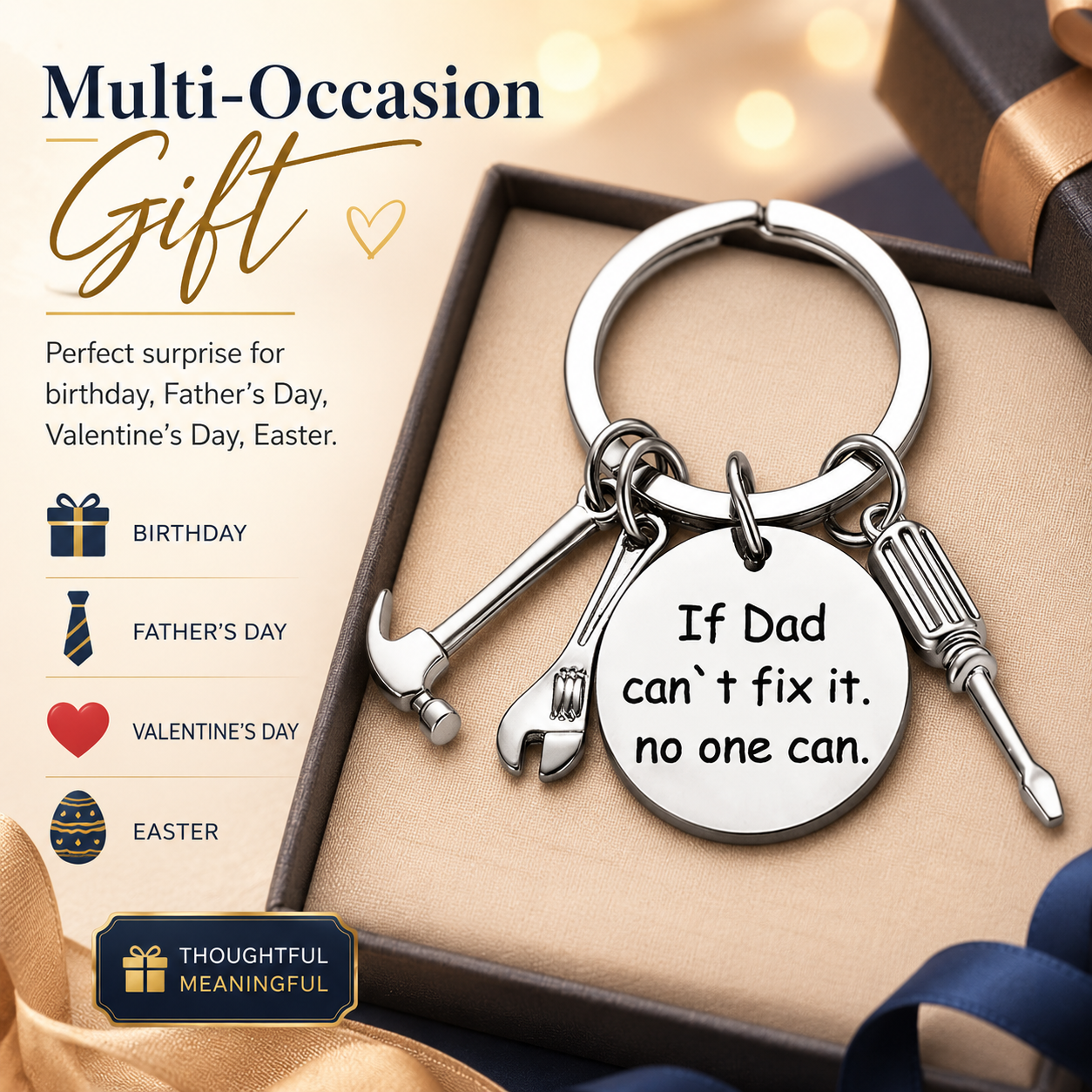 🎁Father's Day Keychain, Fashion Accessory with Hammer