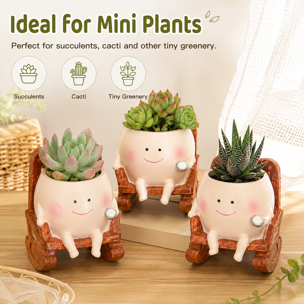 🌿Adorable resin flowerpot for garden and courtyard, green plant holder