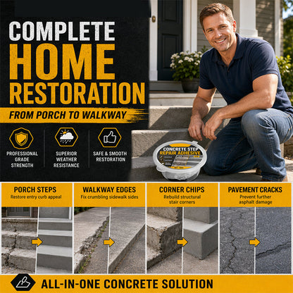 🧱One application solves all your stair crack problems! High-strength concrete repair adhesive
