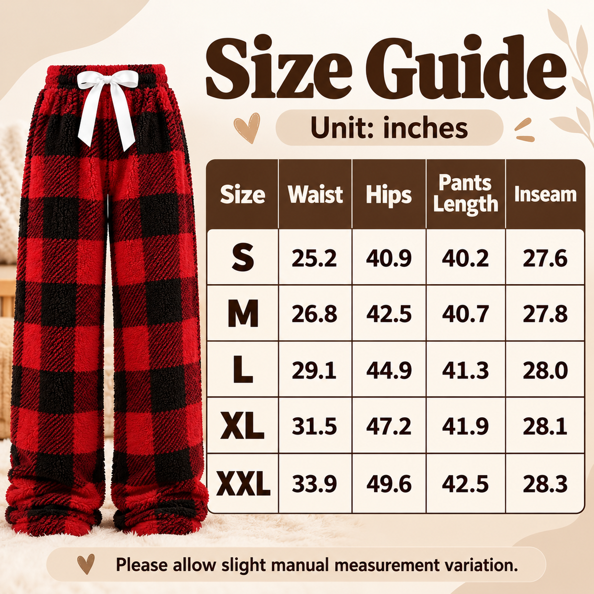 🎀 Cozy Fleece Plaid Lounge Pants | ☕ Soft Wide-Leg Winter Pajamas with Cute Bow Detail ❄️