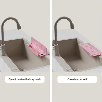 🧼 Say Goodbye to Sink Mess! Foldable Water Splash Blocker & Sponge Holder 💦