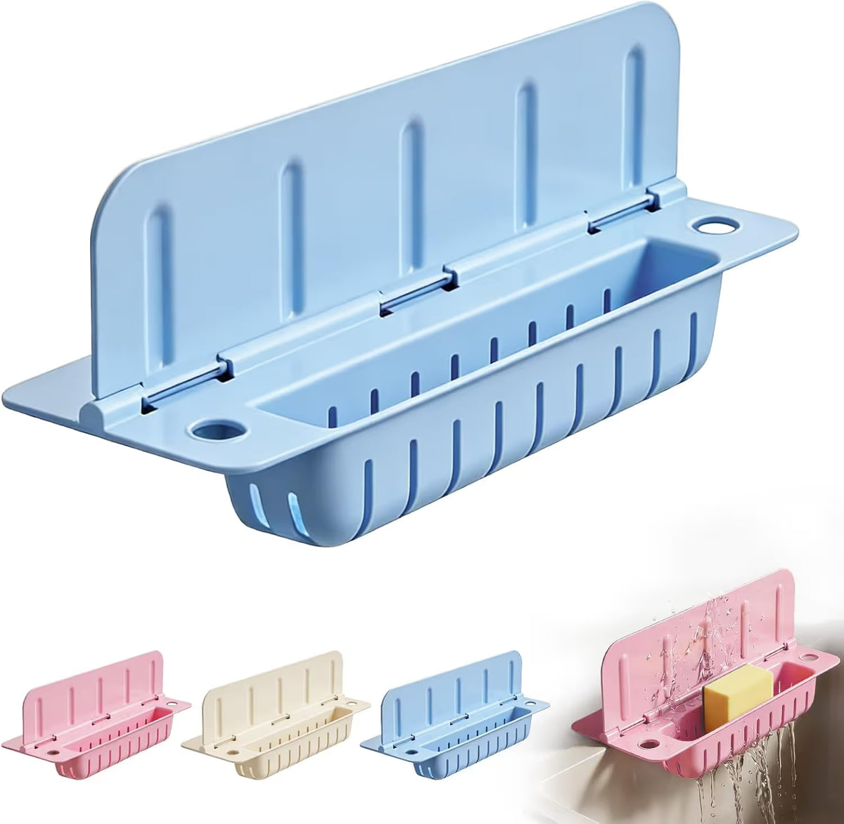 🧼 Say Goodbye to Sink Mess! Foldable Water Splash Blocker & Sponge Holder 💦