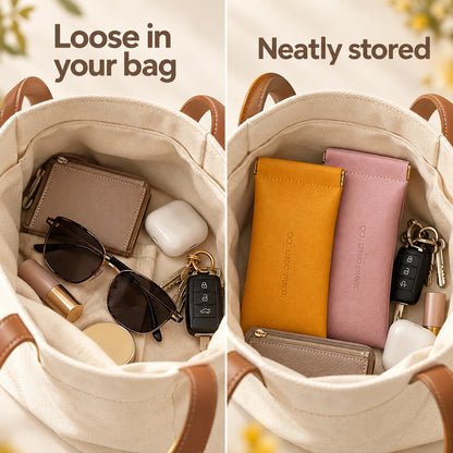 ✨Soft PU Sunglasses Pouch – Squeeze-to-Open Closure
