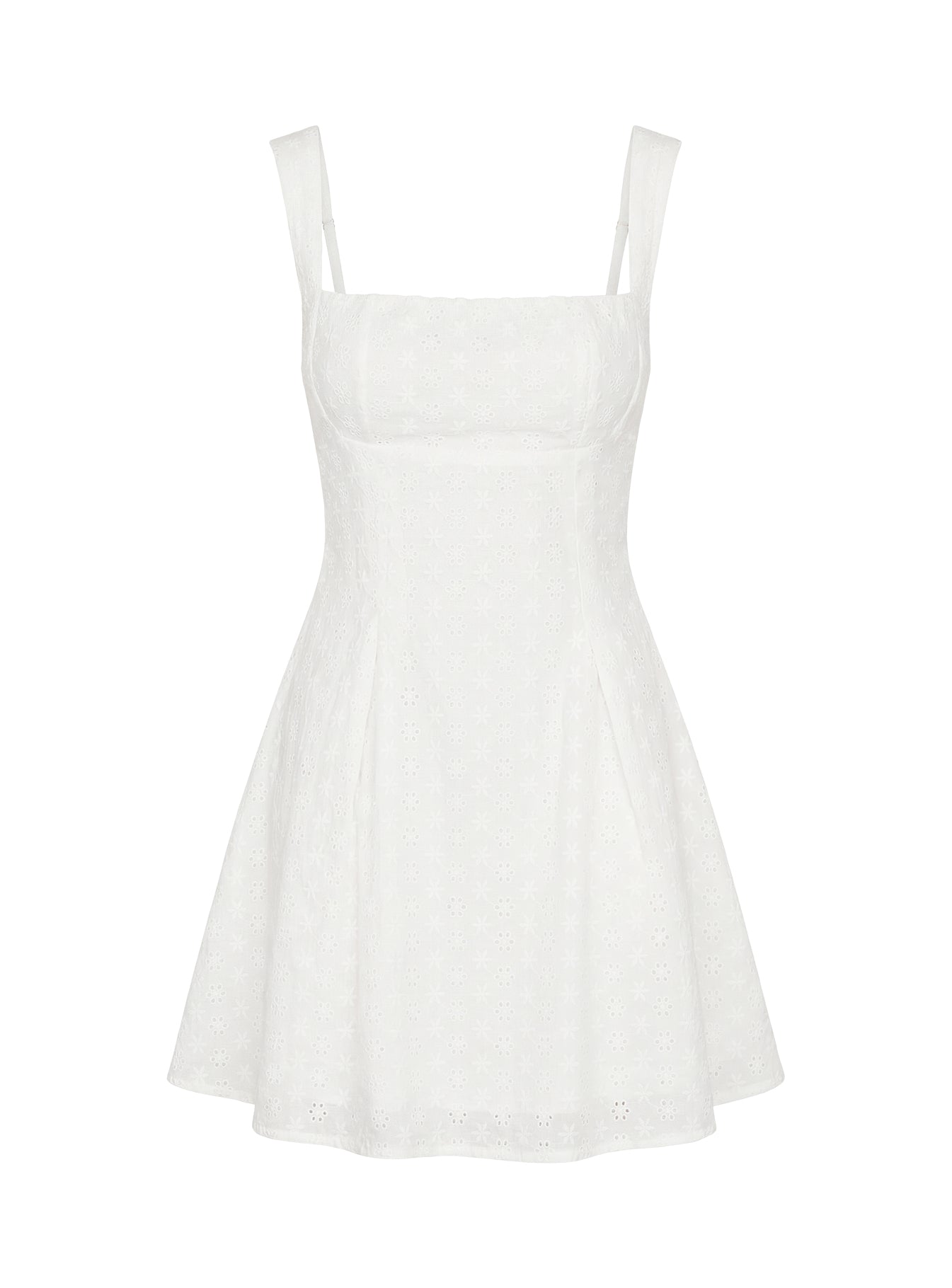 Embroidered Mini Dress White