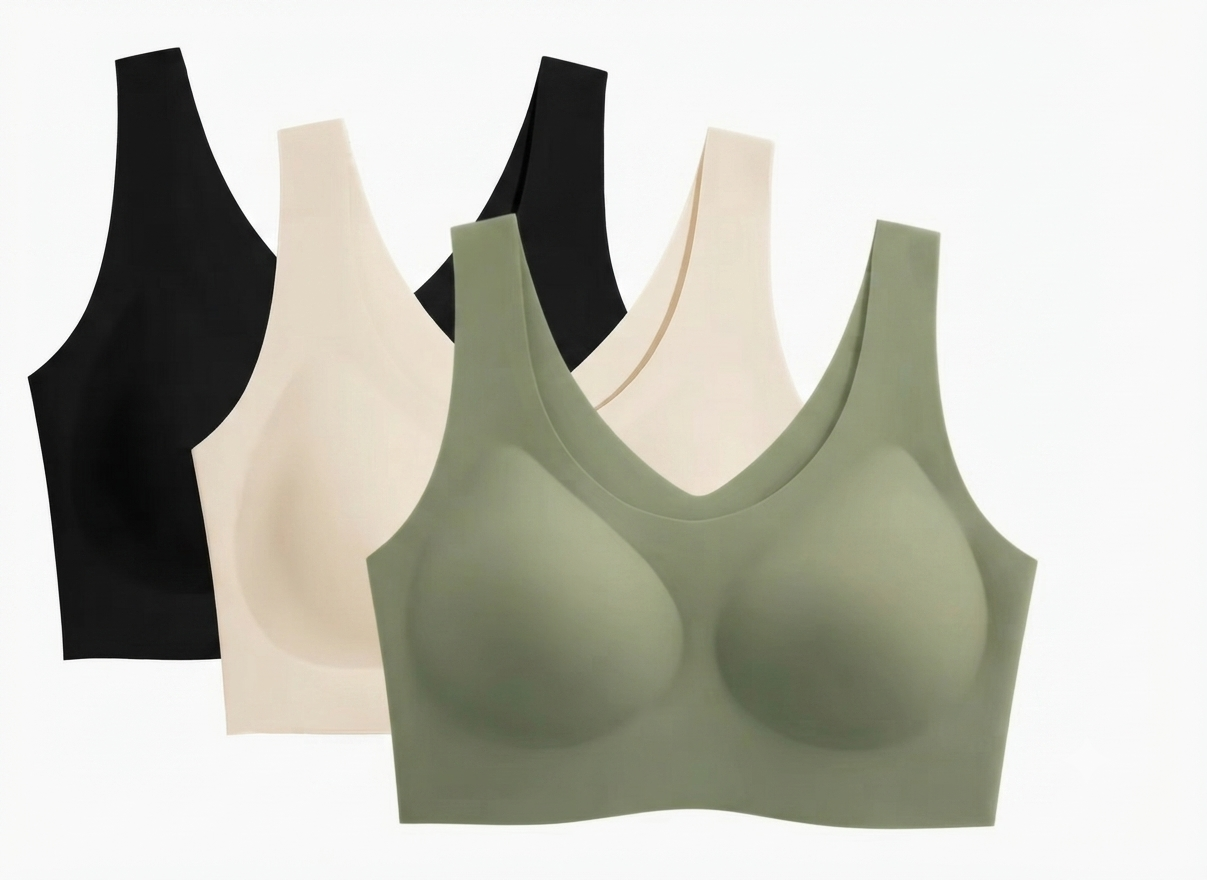 Seamless Wireless Bralette – Wide Comfort Straps, Breathable Lightweight Nude Bra, Smart Size Stretchy Fit