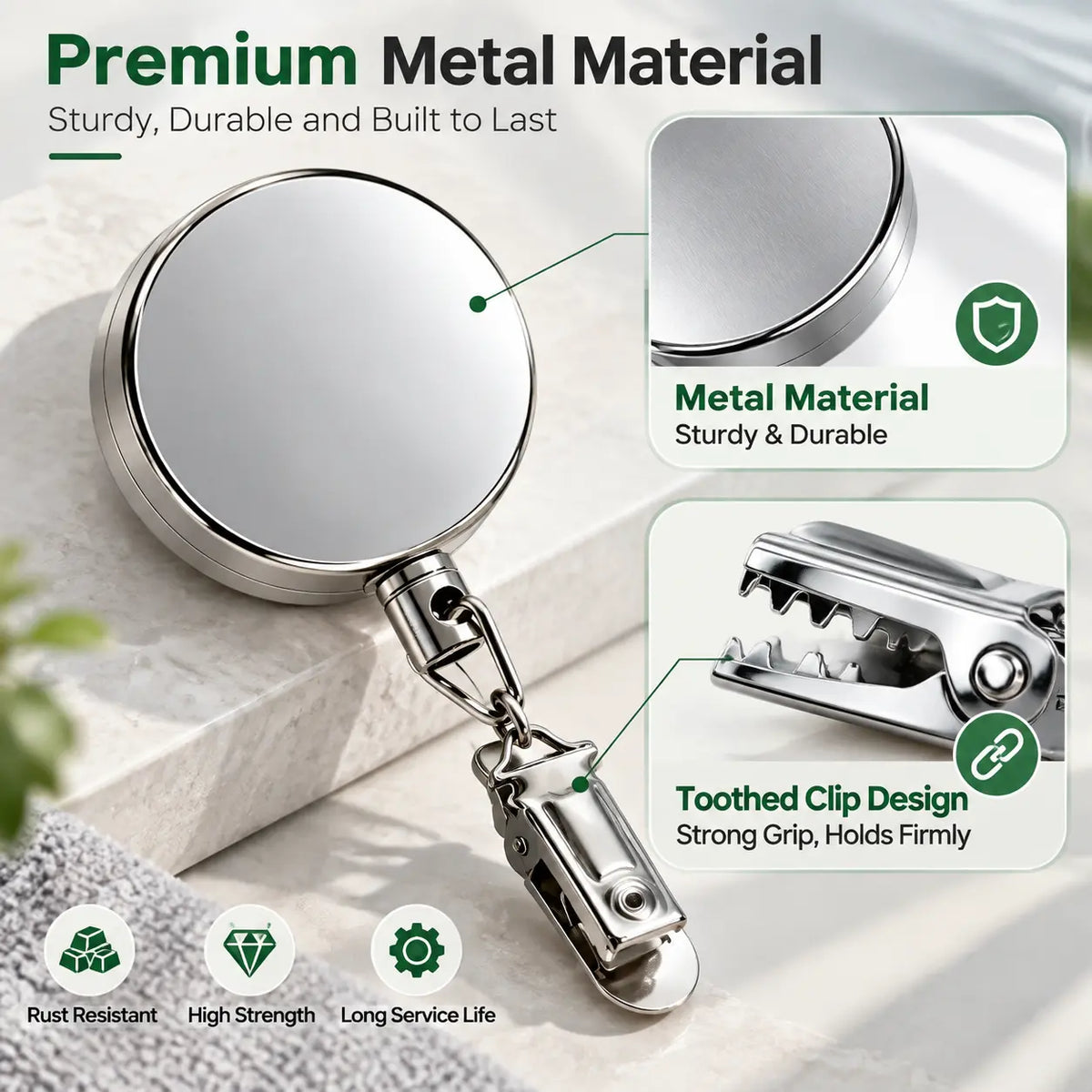 Strong metal retractable towel clip