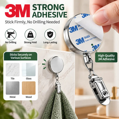✨ Retractable Towel Clip – Self-Adhesive & No Drill