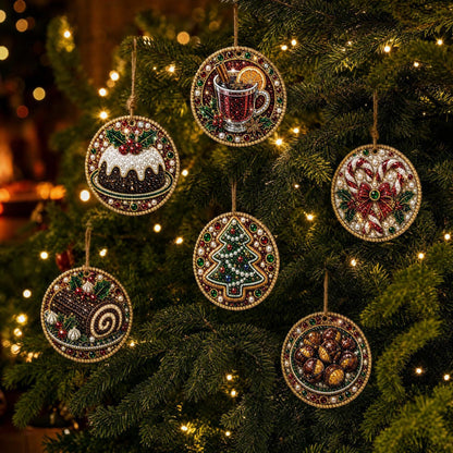 6-piece Christmas wooden diamond art ornament set