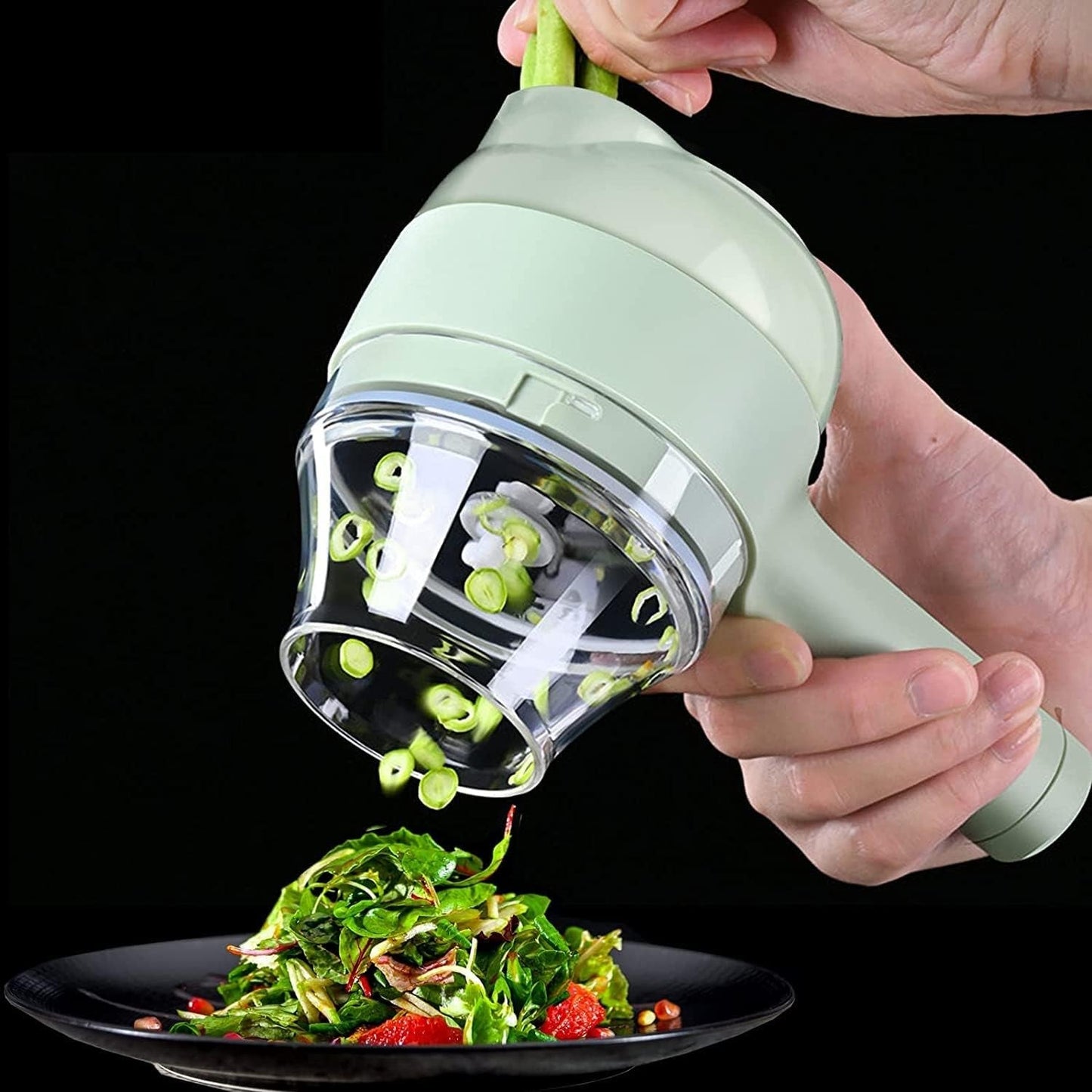 🥕 4-in-1 Electric Vegetable Cutter- Wireless Food Processor for Garlic Pepper Chili Onion Celery Ginger Meat