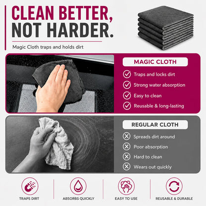 ✨ Ultra-Absorbent Magic Microfiber Cleaning Cloth (5-Pack) | Streak-Free & Chemical-Free Cleaning For Any Surface! 🧽🔥