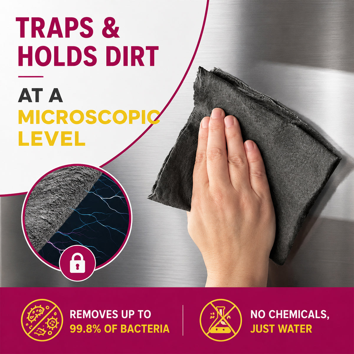 ✨ Ultra-Absorbent Magic Microfiber Cleaning Cloth (5-Pack) | Streak-Free & Chemical-Free Cleaning For Any Surface! 🧽🔥