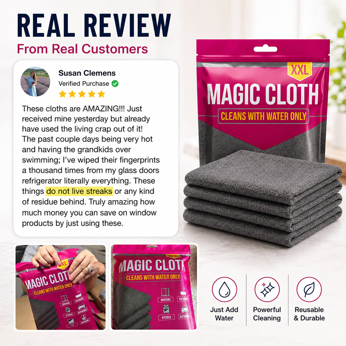 ✨ Ultra-Absorbent Magic Microfiber Cleaning Cloth (5-Pack) | Streak-Free & Chemical-Free Cleaning For Any Surface! 🧽🔥