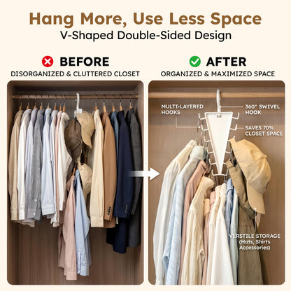 V-Shaped Double-Sided Closet Organizer Hanger