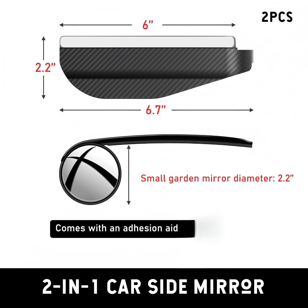 Side mirror rain visor product dimensions