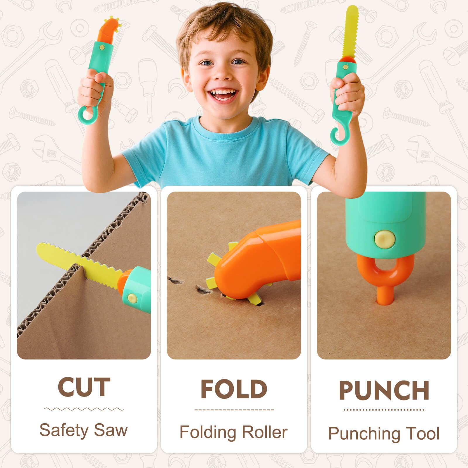 Two cardboard cutting tools for kids