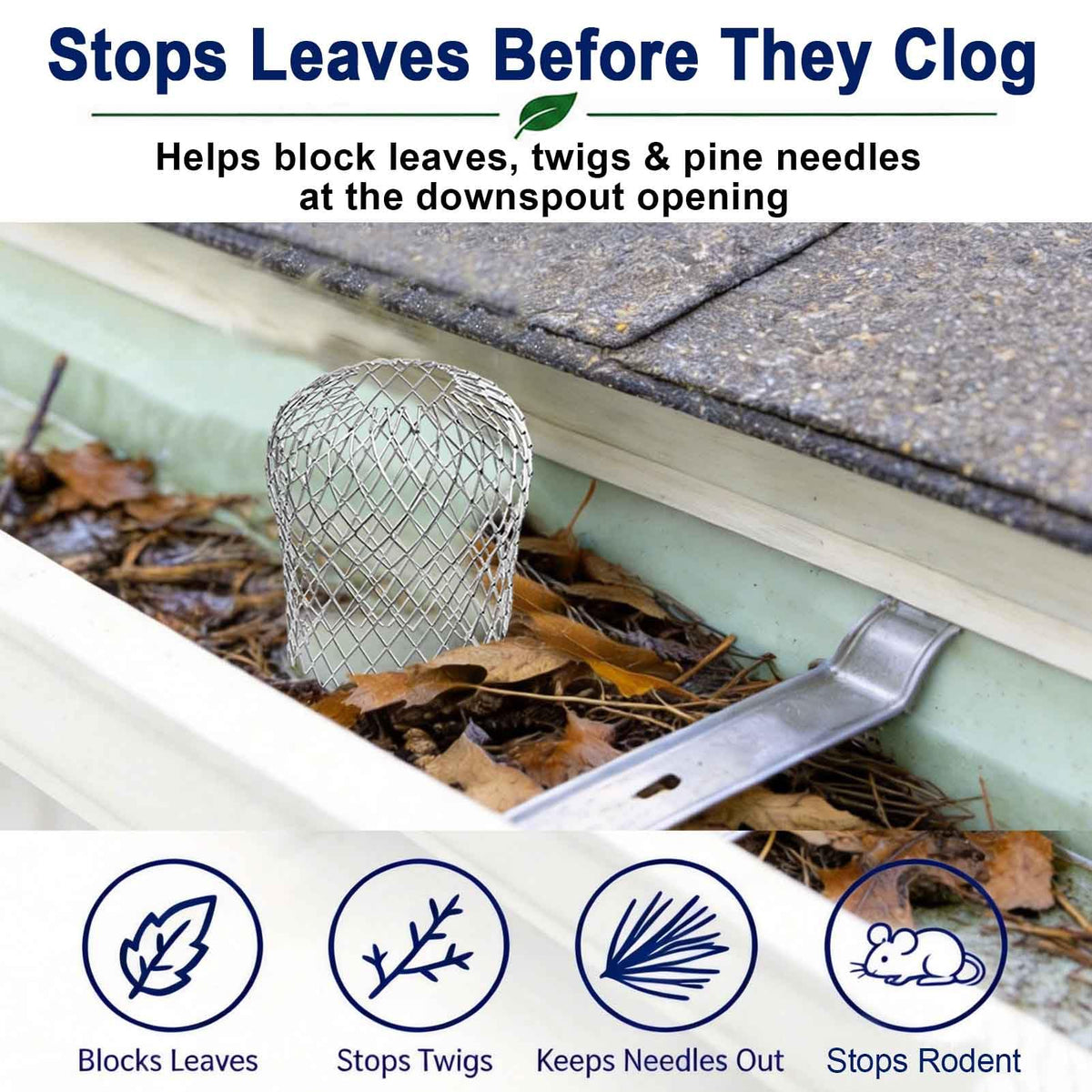 Flexible gutter guard helping block leaves twigs and pine needles