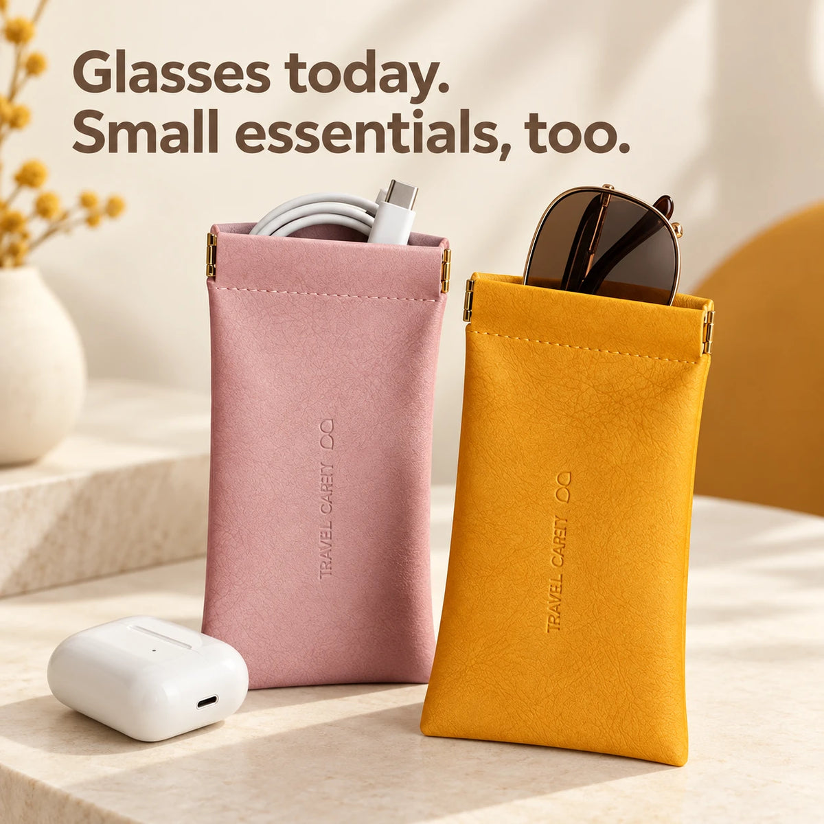 ✨Soft PU Sunglasses Pouch – Squeeze-to-Open Closure
