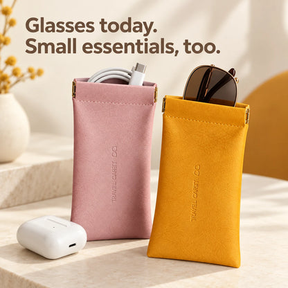 ✨Soft PU Sunglasses Pouch – Squeeze-to-Open Closure