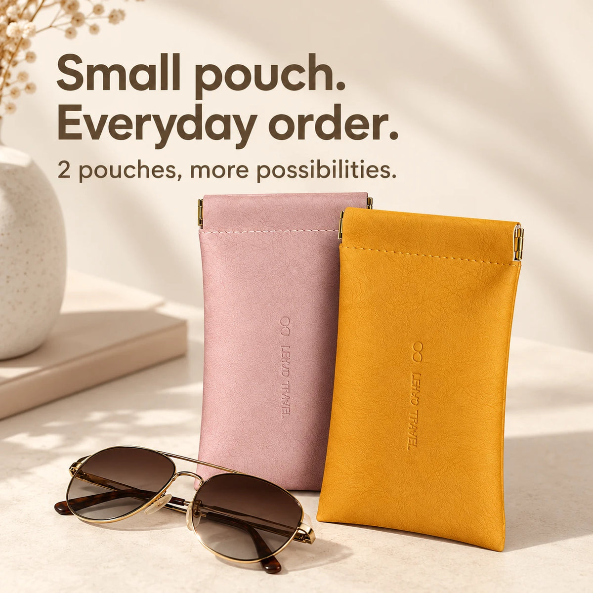 ✨Soft PU Sunglasses Pouch – Squeeze-to-Open Closure