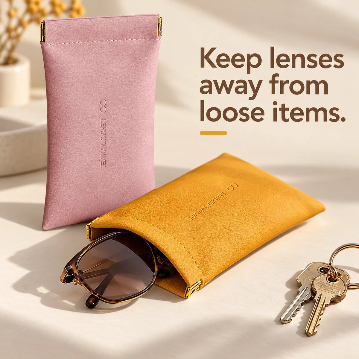 ✨Soft PU Sunglasses Pouch – Squeeze-to-Open Closure
