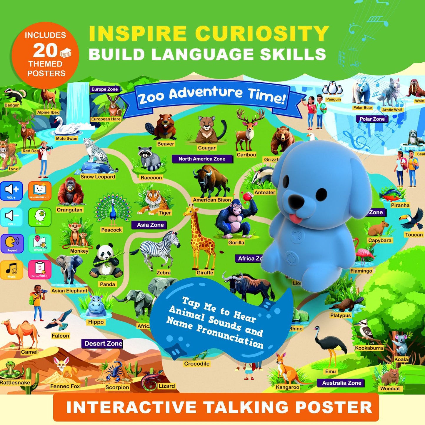 Puppy Phonetic Symbol Reading Poster - Educational Toy for Children
