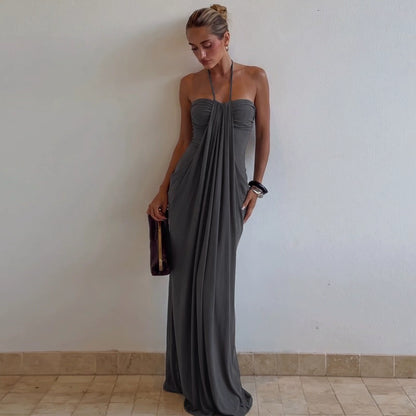 🌊👗 Halter Tie Back Maxi Dress with Pockets