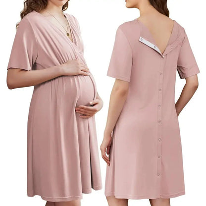 🤱Short-sleeved maternity and nursing wear with buttons.